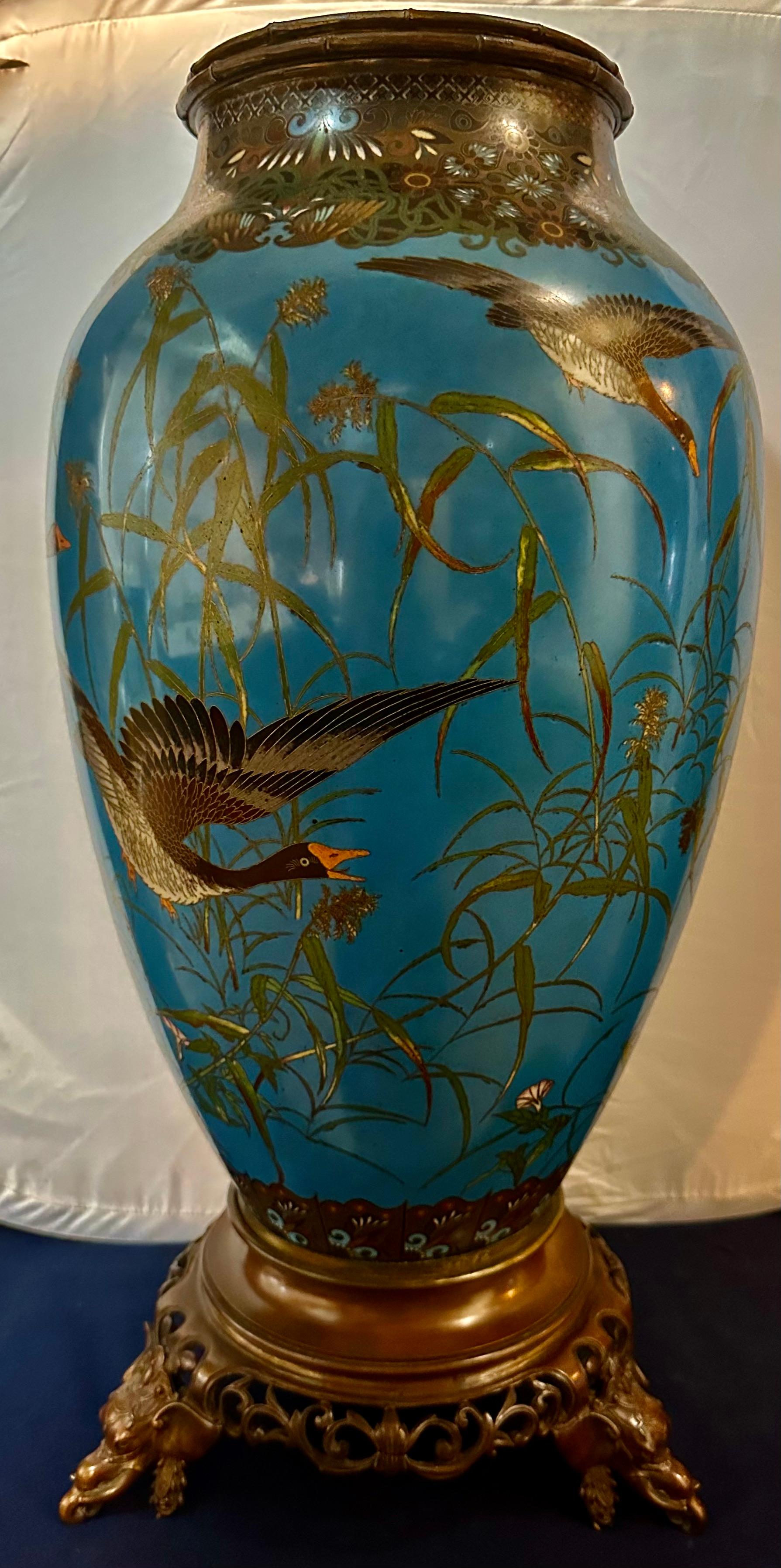 Cloisonne Floor Vase In Good Condition For Sale In Bronx, NY