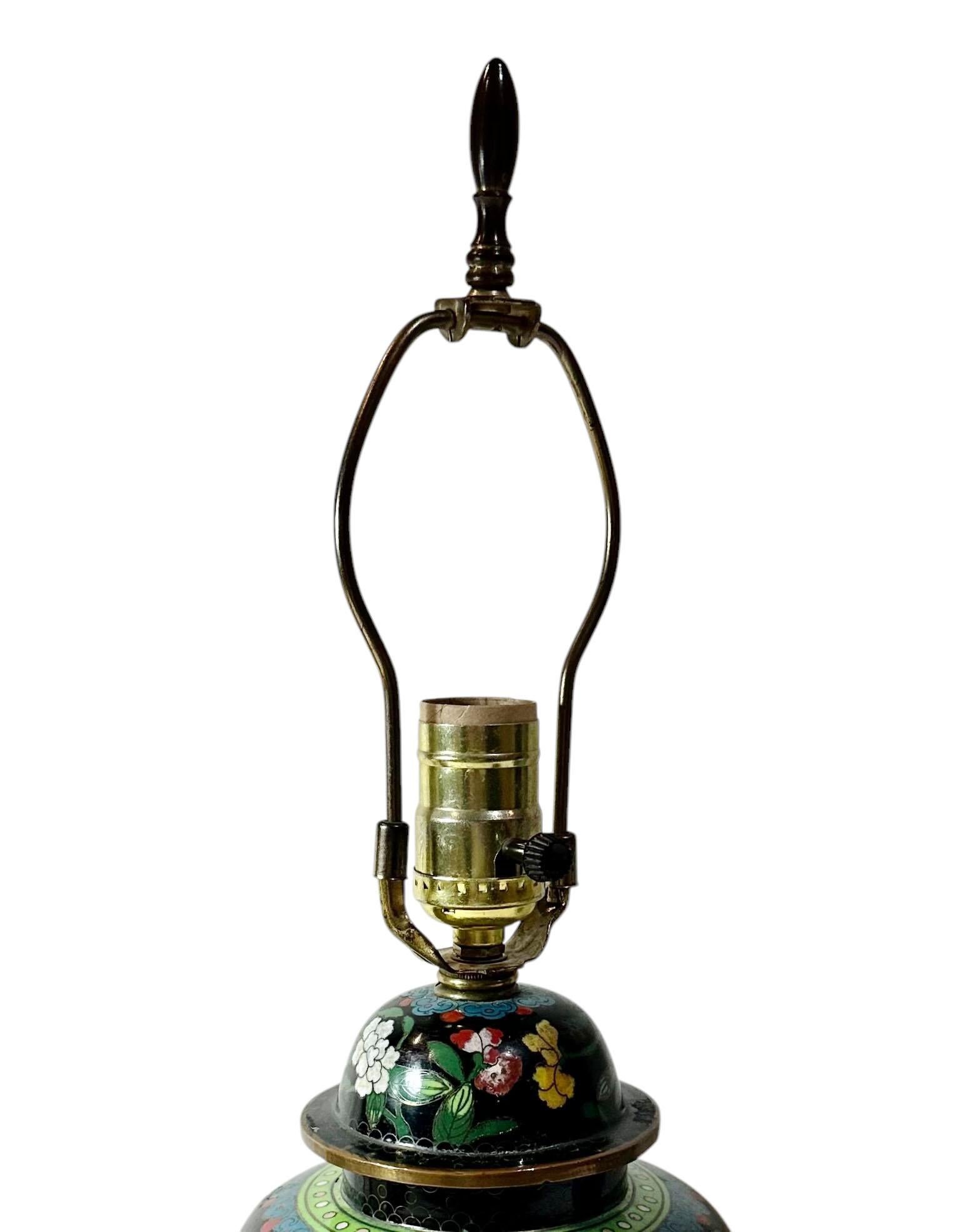 Cloisonné Ginger Jar Lamp In Good Condition For Sale In Tampa, FL