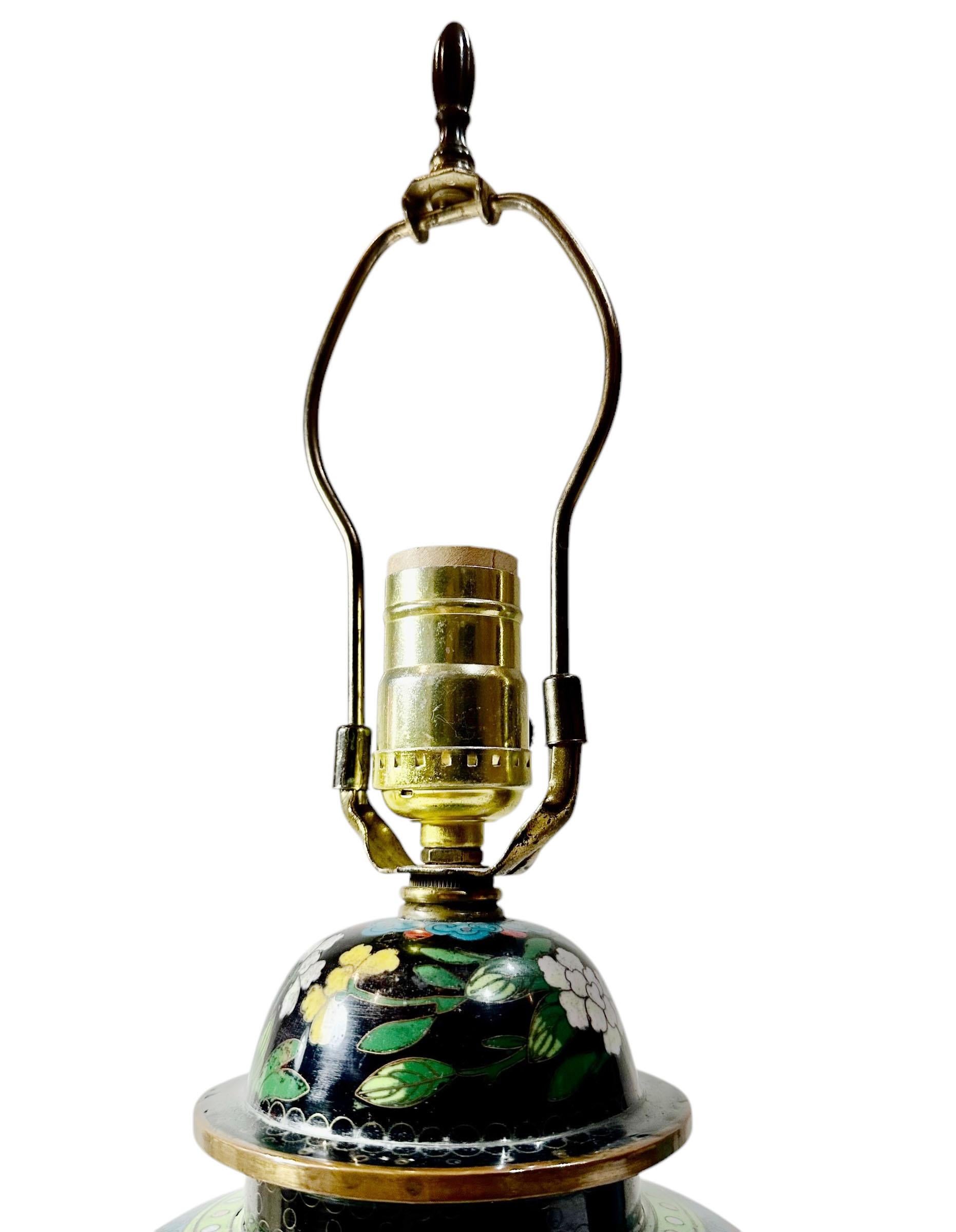 Cloisonné Ginger Jar Lamp For Sale 1