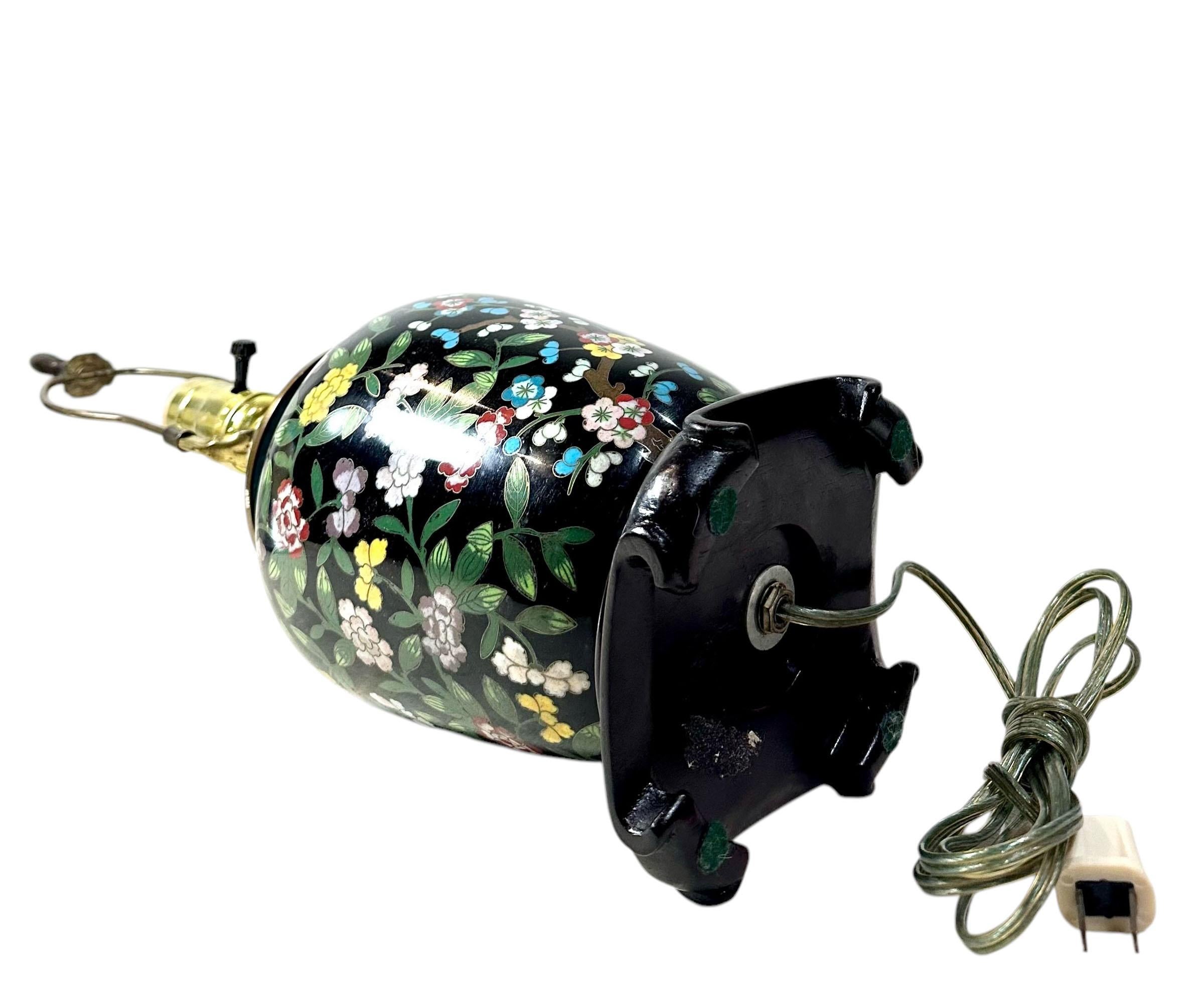 Cloisonné Ginger Jar Lamp For Sale 2