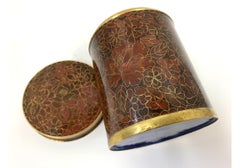 Cloisonne` Lidded Cylindrical Jar And Cover