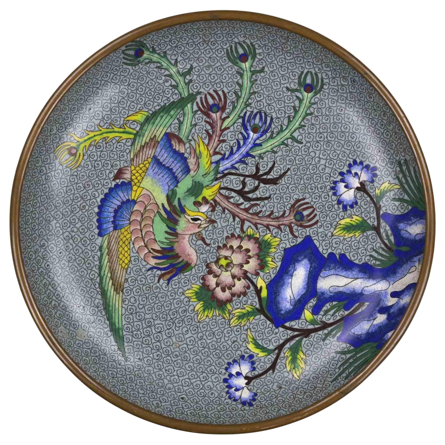 Cloisonné Plate from China, Late 20th Century en venta