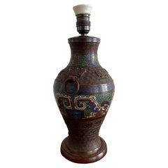 Cloisonné Table Lamp on Bronze, China 1880