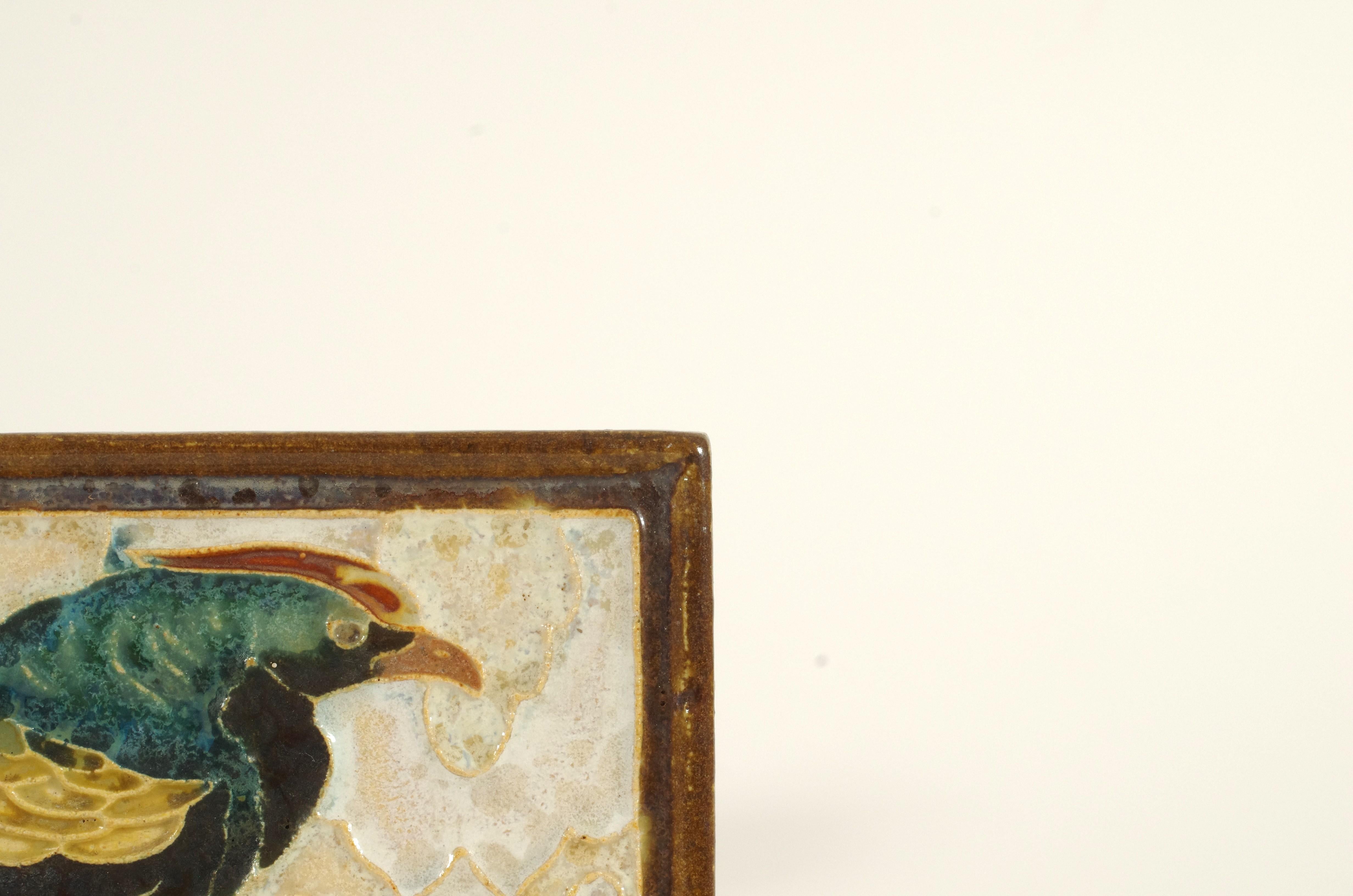Cloisonné Tile with Pheasant by Bodart for Porceleyne Fles (Delft), post-1945 en vente 10