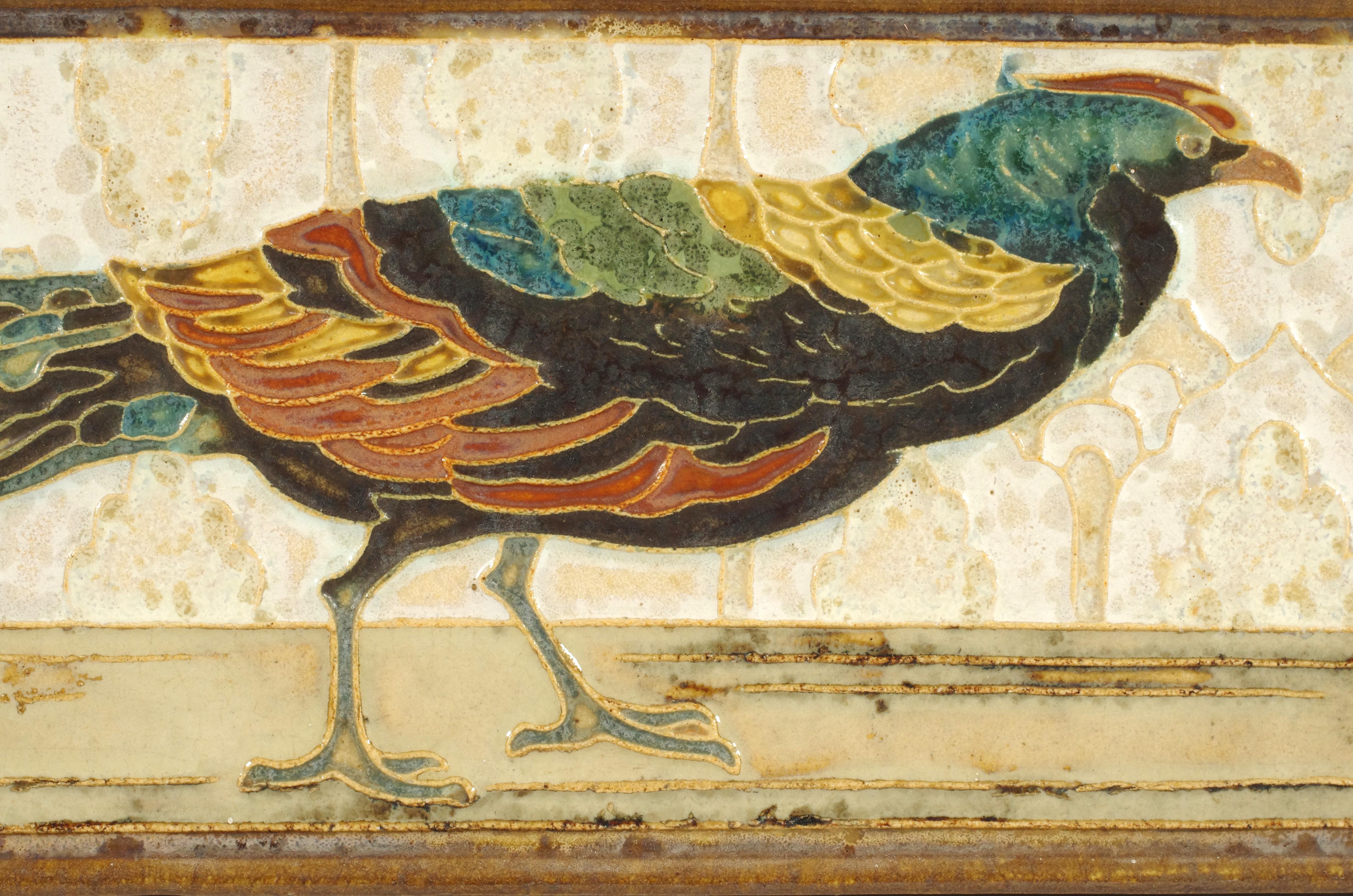 Cloisonné Tile with Pheasant by Bodart for Porceleyne Fles (Delft), post-1945 Bon état - En vente à MAASTRICHT, LI