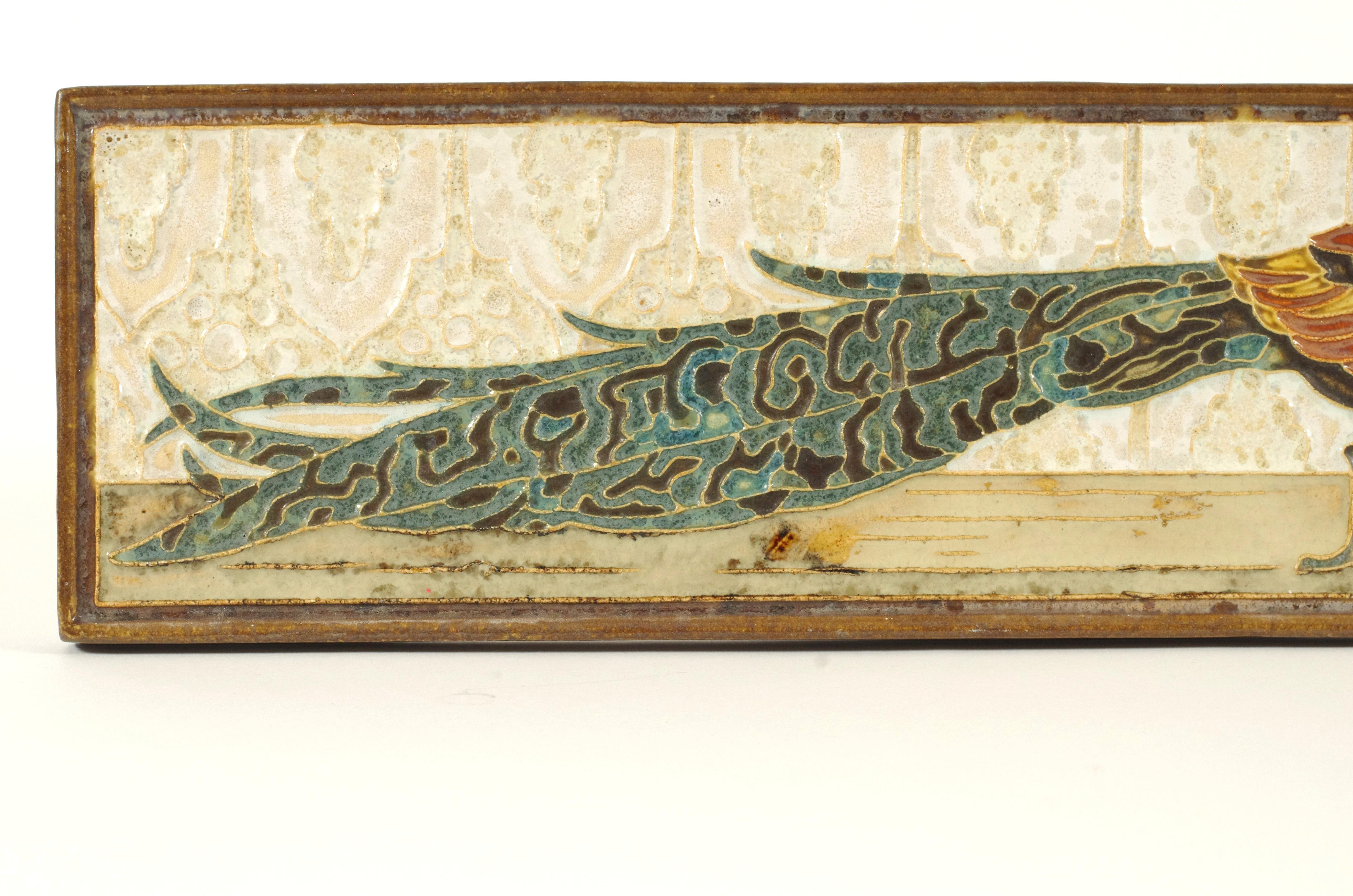 Céramique Cloisonné Tile with Pheasant by Bodart for Porceleyne Fles (Delft), post-1945 en vente