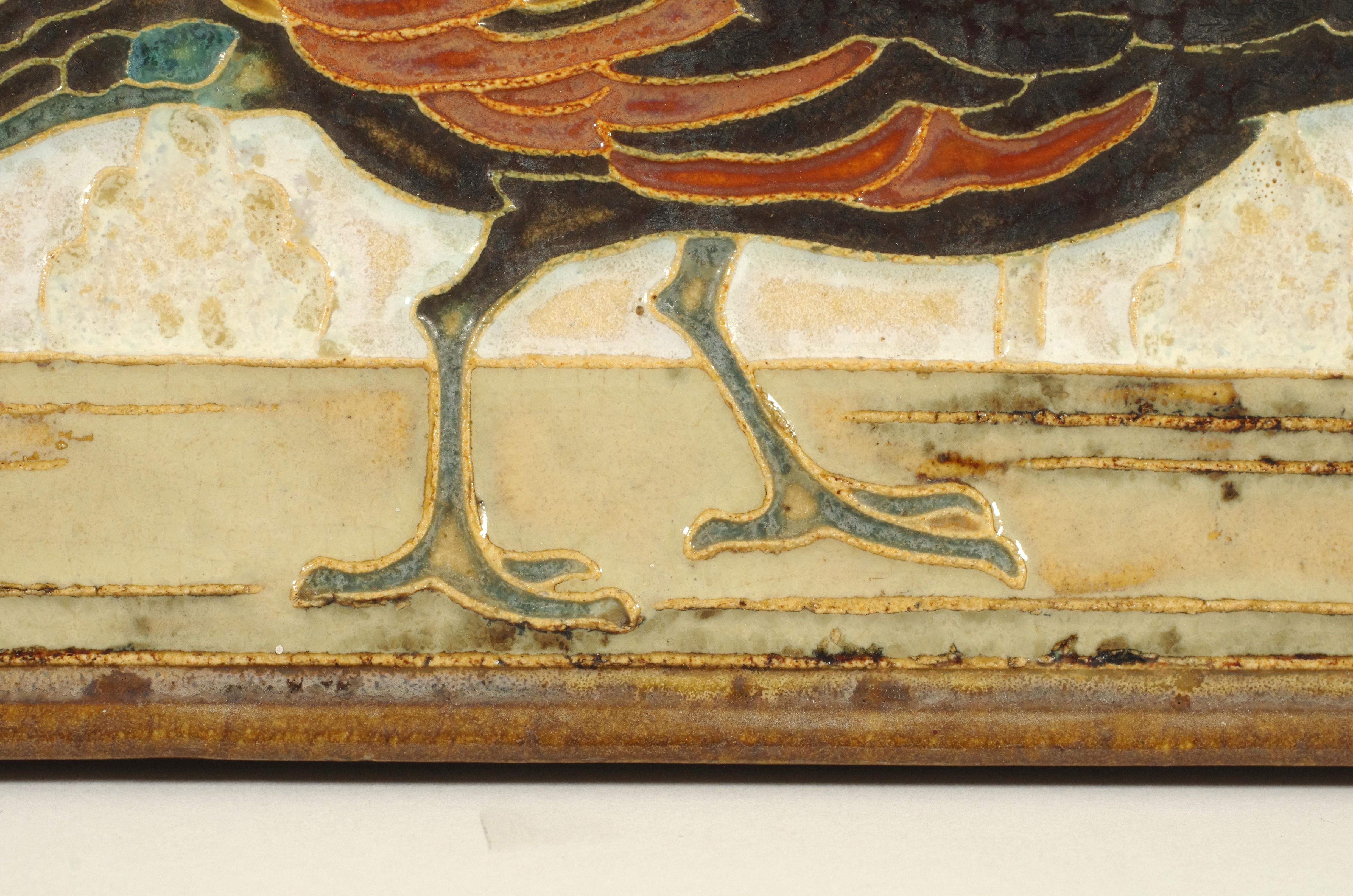 Cloisonné Tile with Pheasant by Bodart for Porceleyne Fles (Delft), post-1945 en vente 2