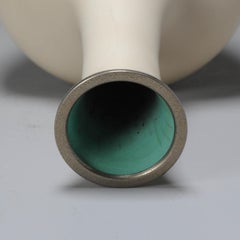 Cloisonné Vase by Yukio Tamura Flora Matte White Ground, Early 20th Century