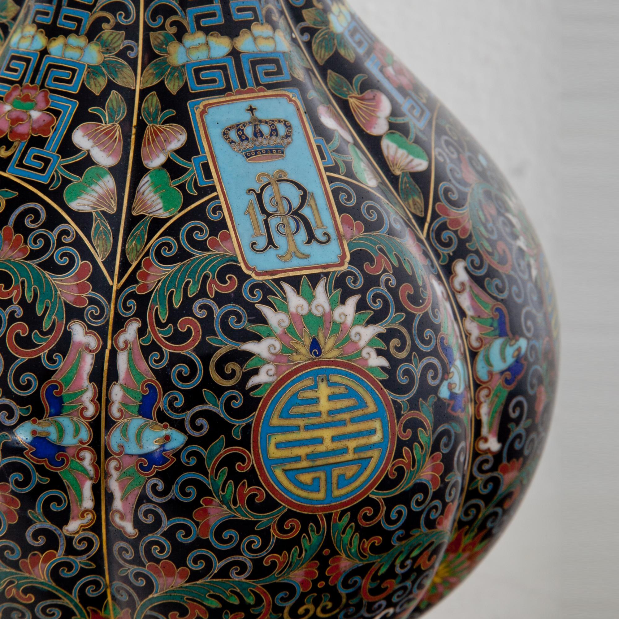 Metal Cloisonné-Vase, circa 1900 For Sale