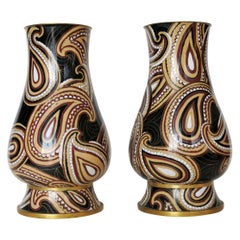 Cloisonné Vase in Classic Paisley Design, Pair