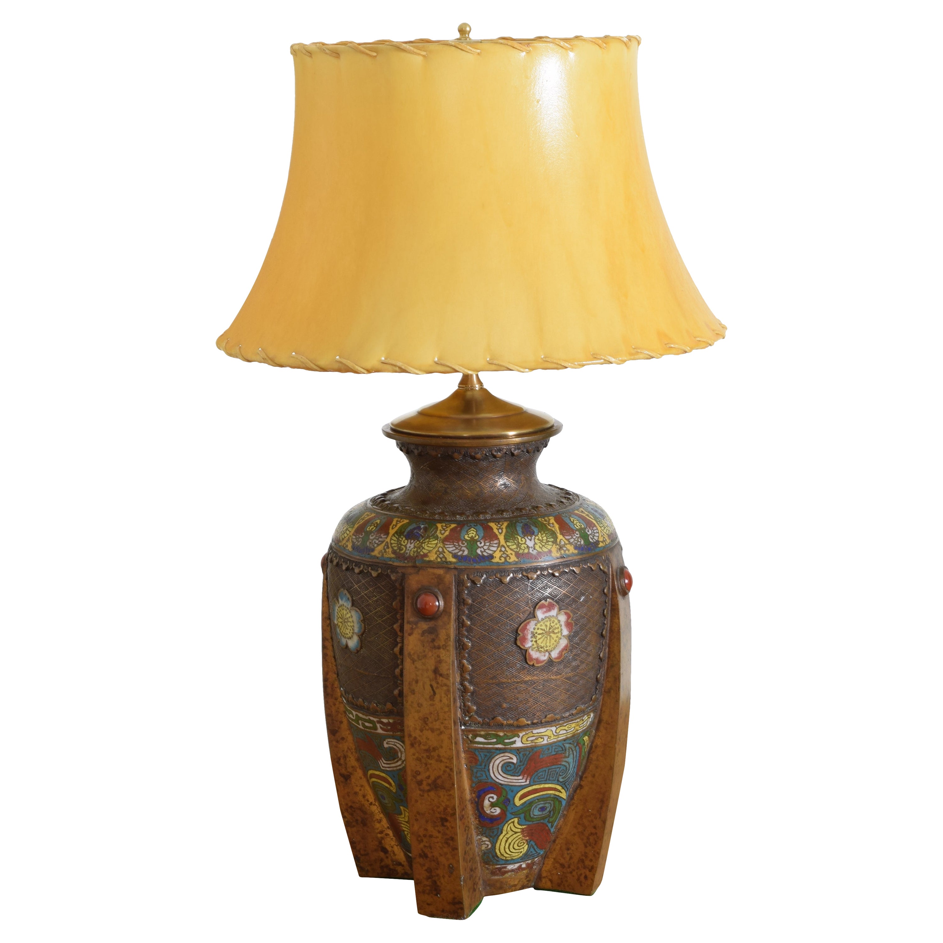 Cloisonne Vase of the Arts and Crafts Period mounted as a table lamp, ca. 1900