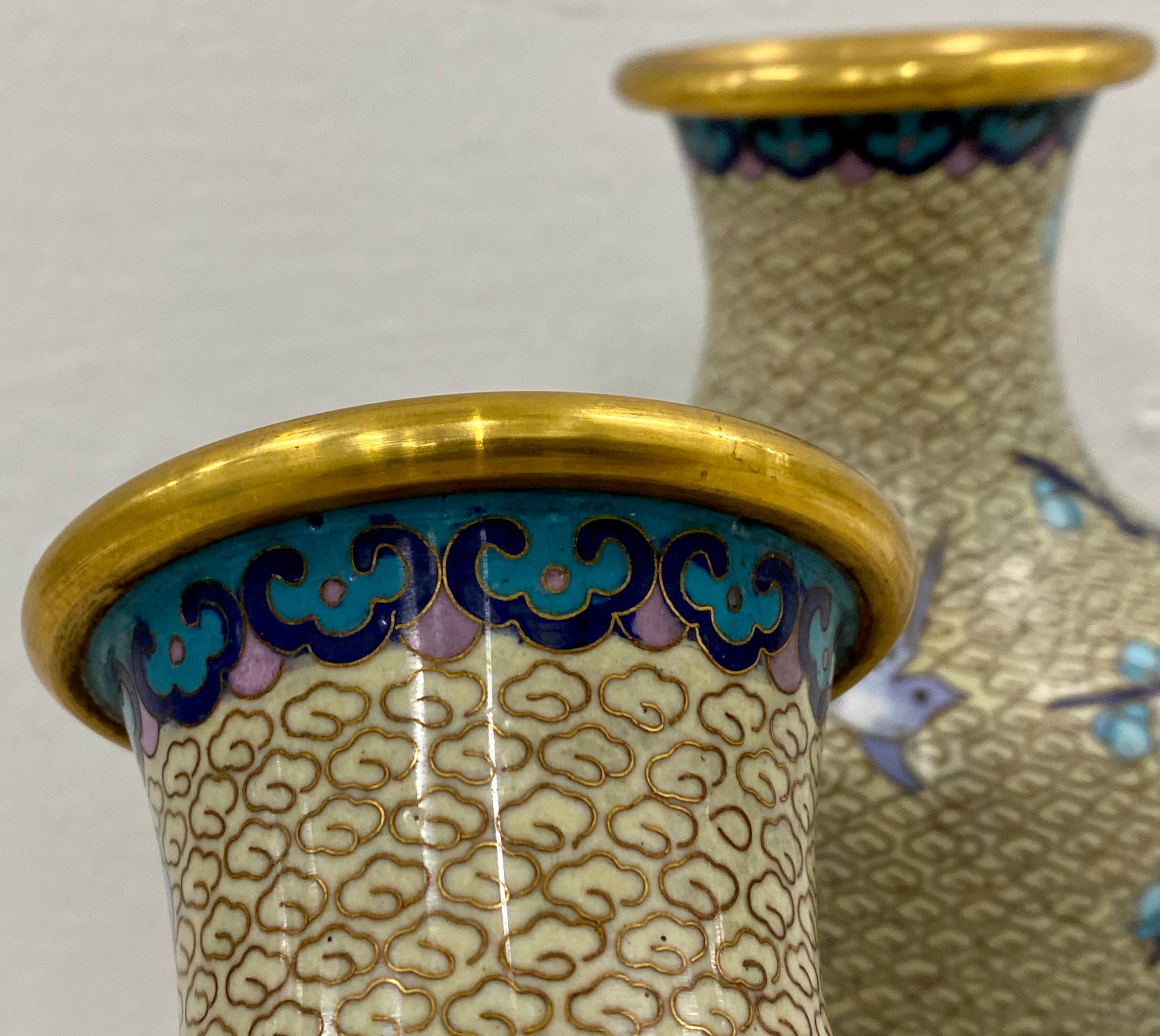 Cloisonne Vases, a Pair, Early to Mid 20th Century In Good Condition For Sale In San Francisco, CA