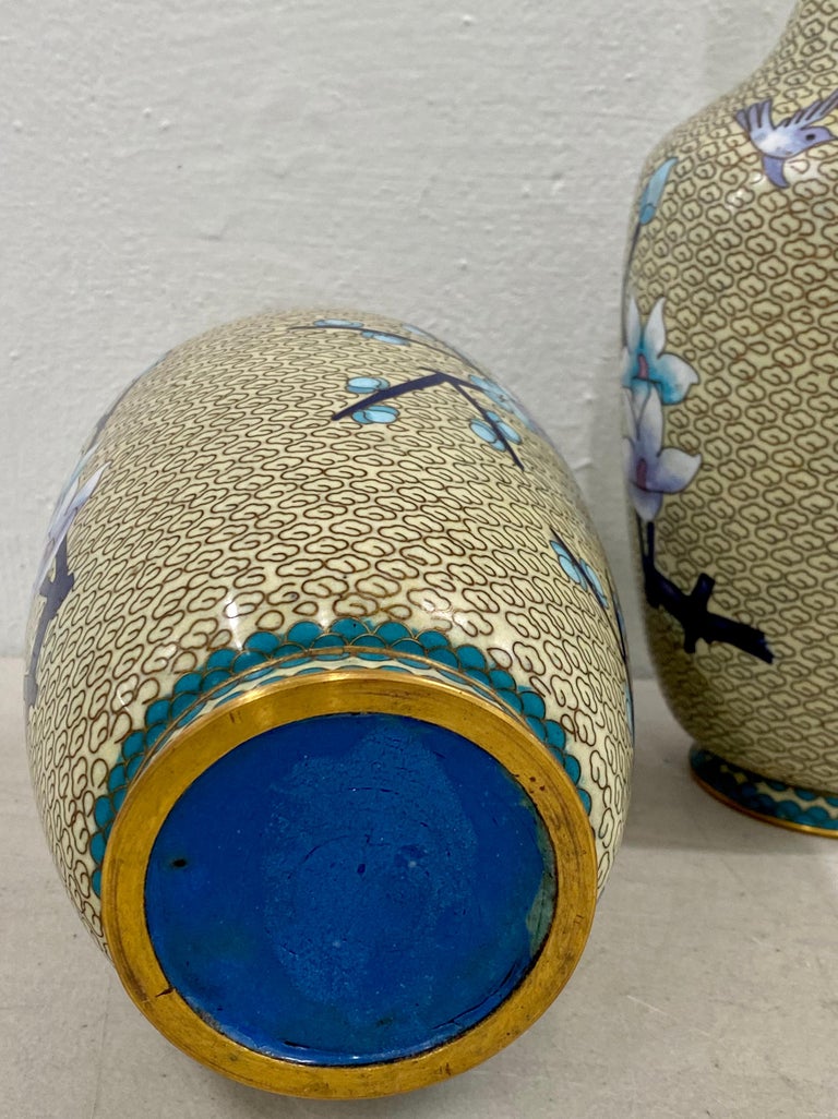 Cloisonne Vases, a Pair, Early to Mid 20th Century For Sale at 1stDibs