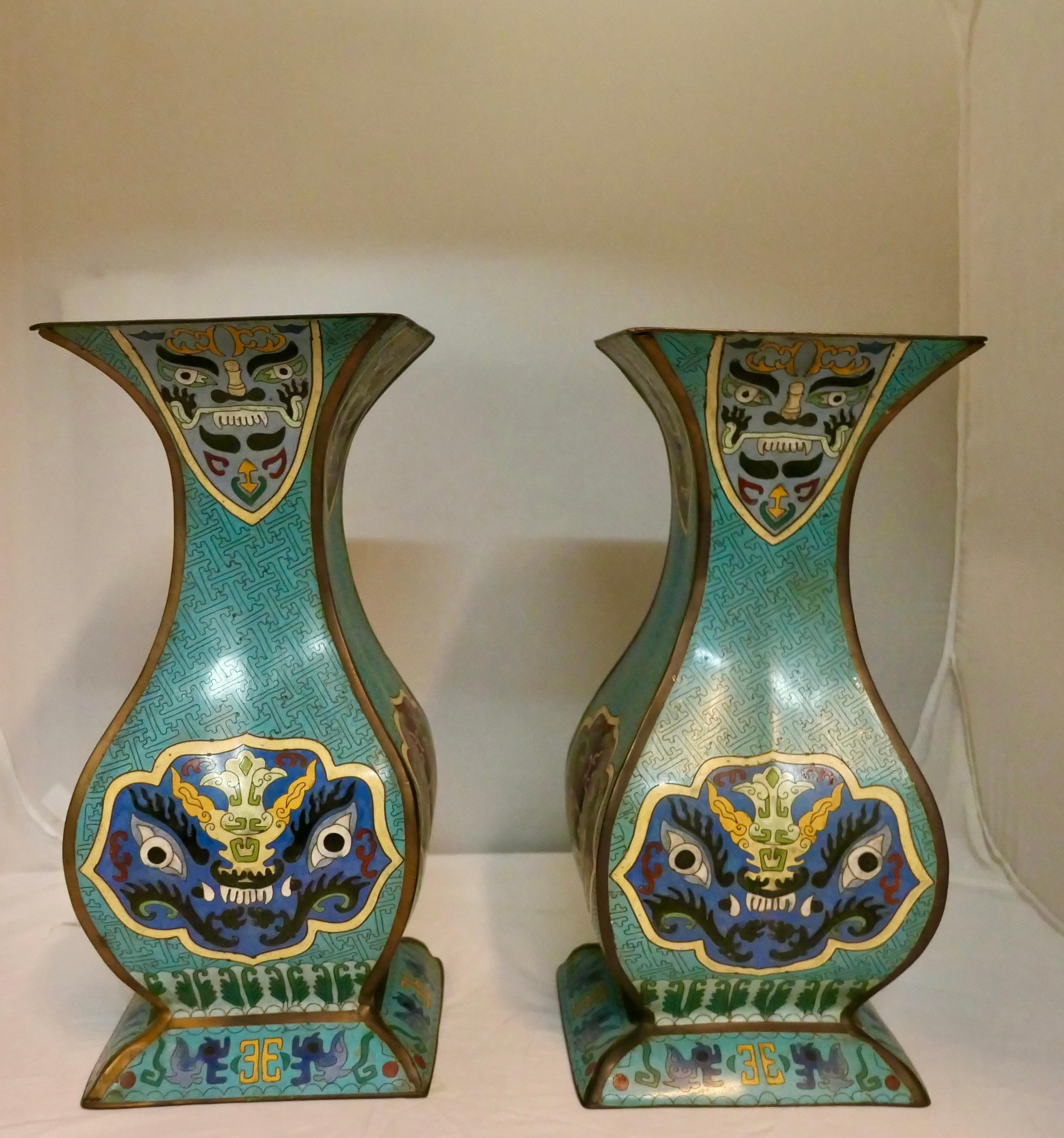 Japanese Cloisonne’ Vases (pair) For Sale