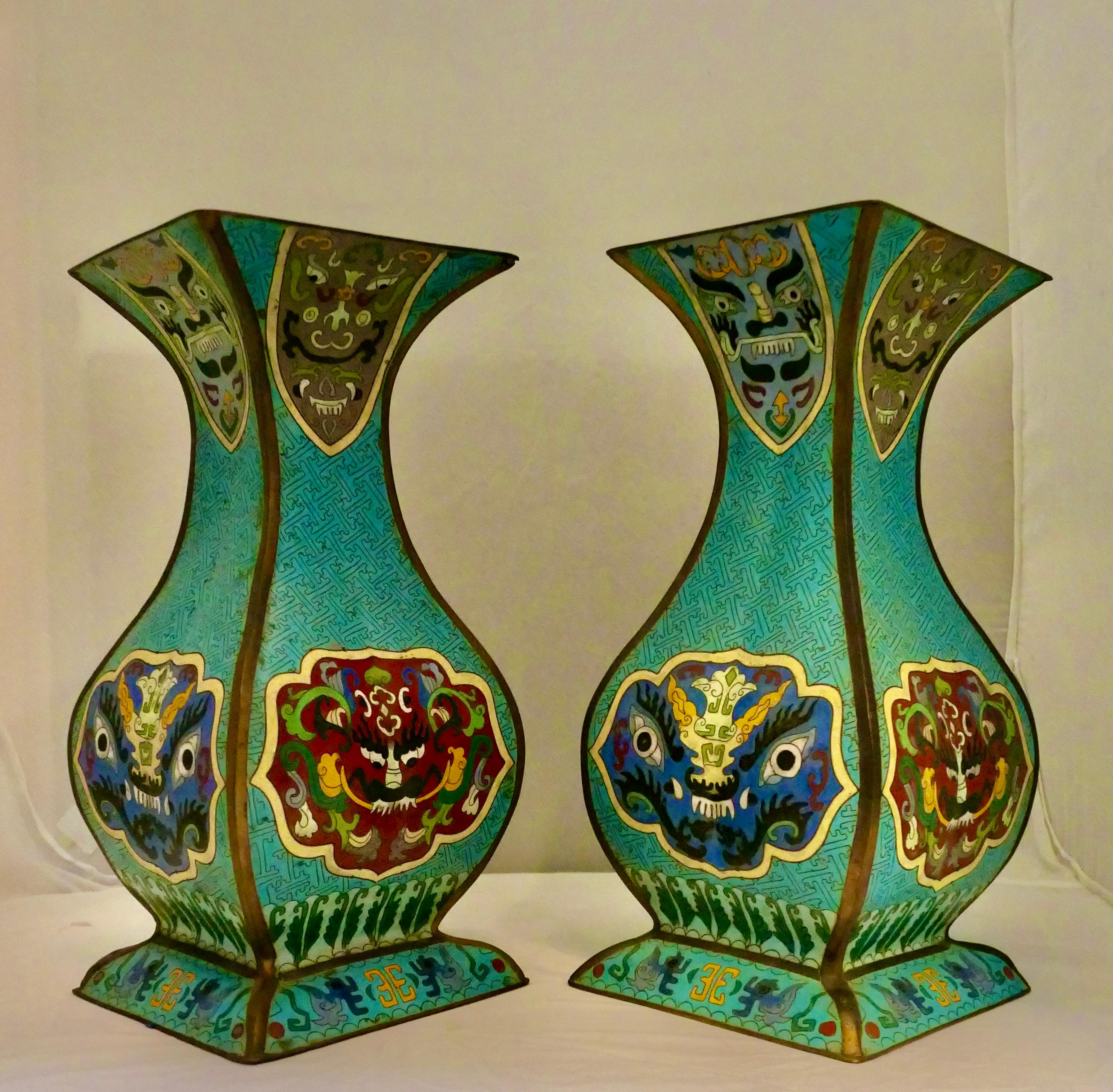 20th Century Cloisonne’ Vases (pair) For Sale