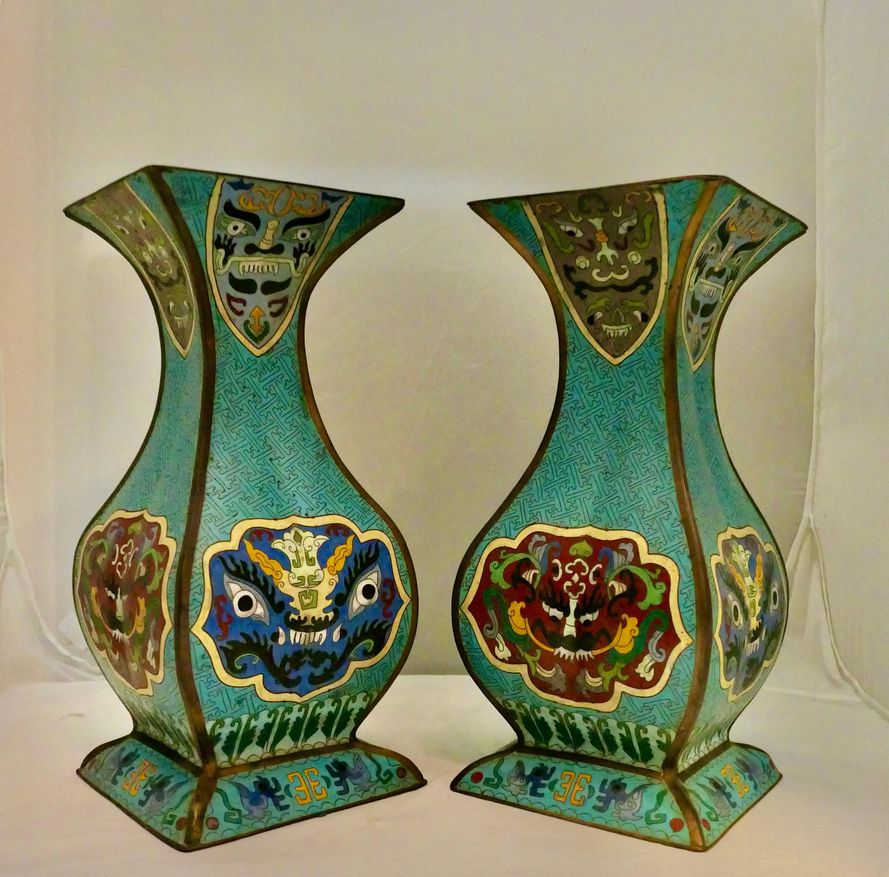 Cloisonne’ Vases (pair) For Sale 1