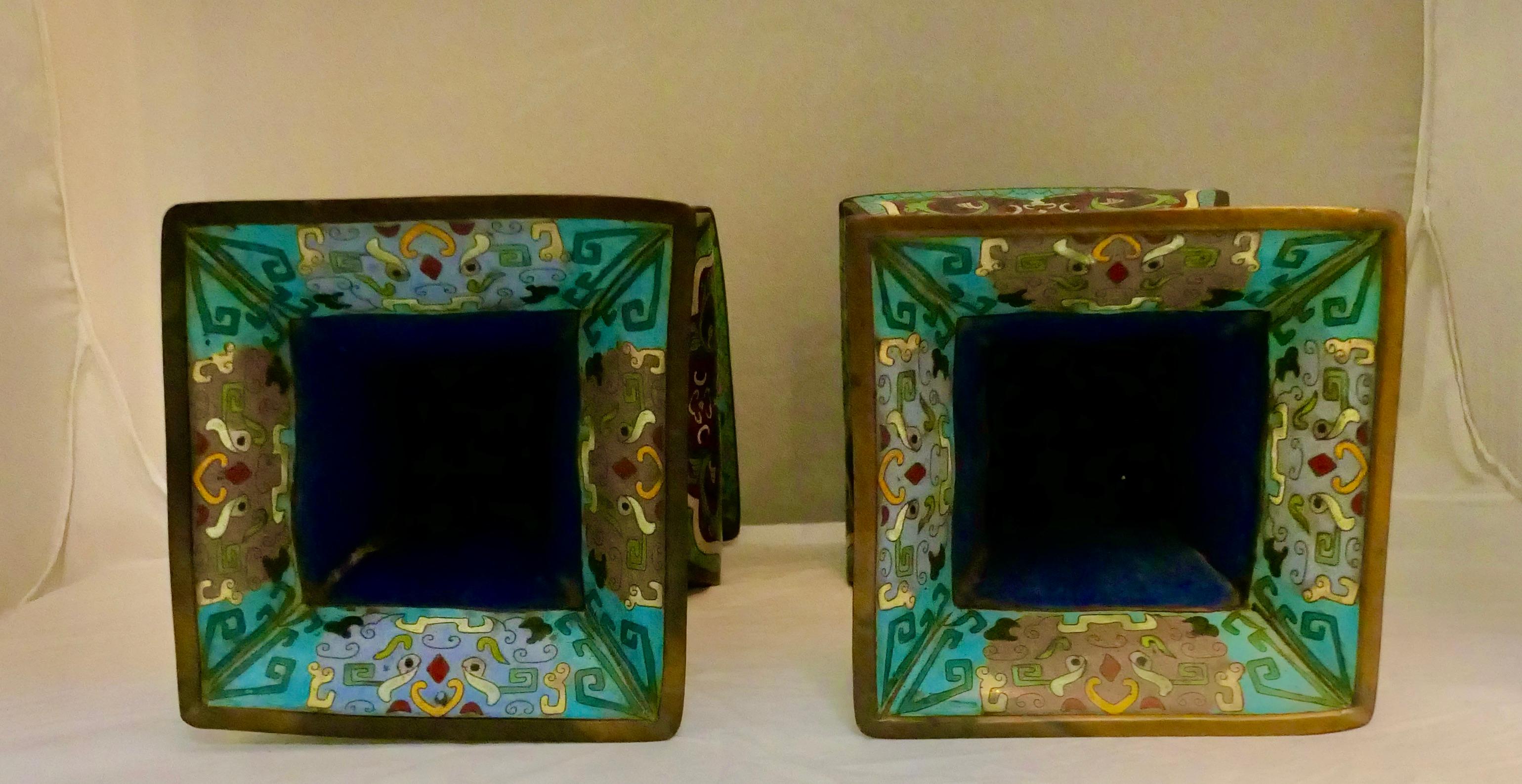 Cloisonne’ Vases (pair) For Sale 2