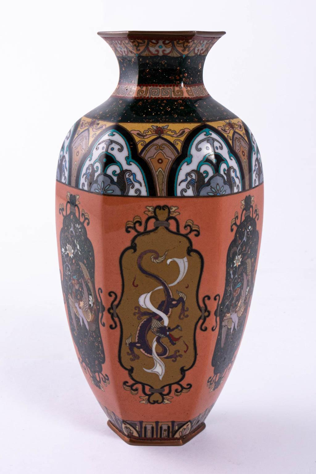 20th Century Cloisonné Vintage Six-Panel Vase