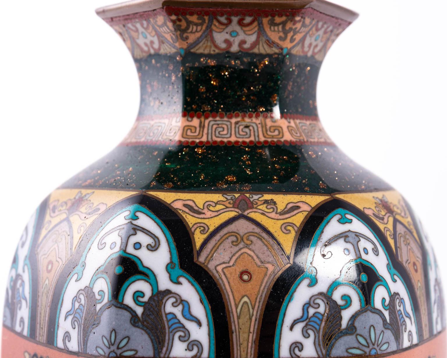 Cloisonné Vintage Six-Panel Vase 2