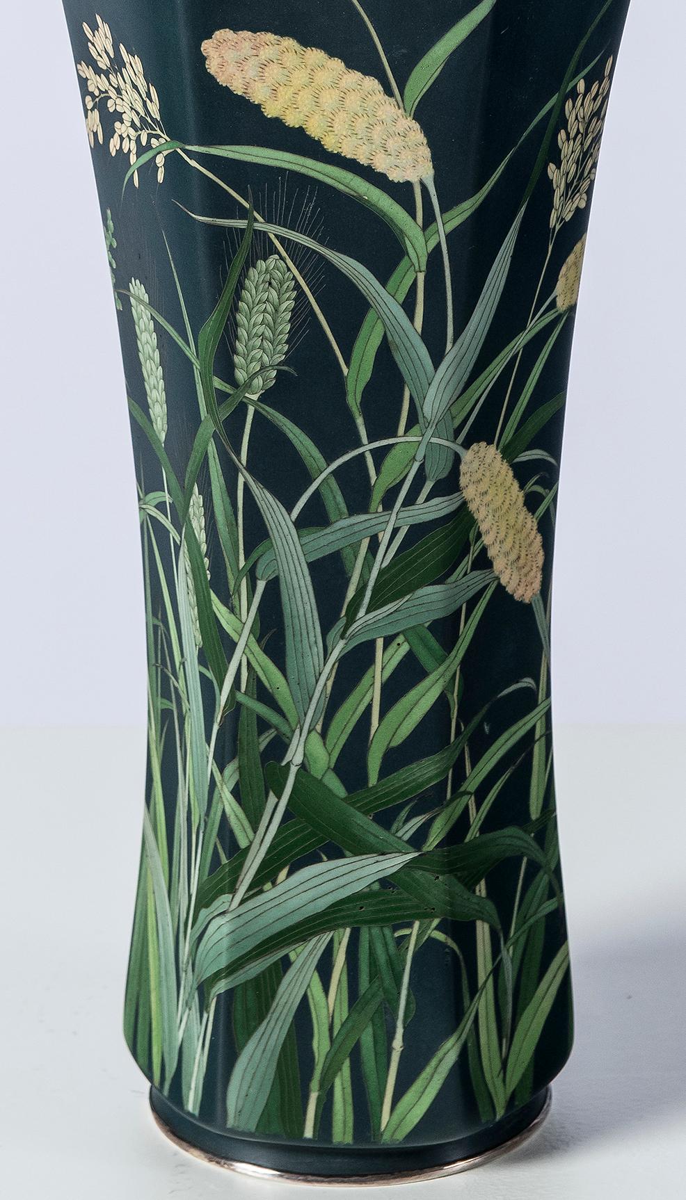 Japanese Cloisonné Vase with Silver Mounted, Japan, circa 1900 For Sale