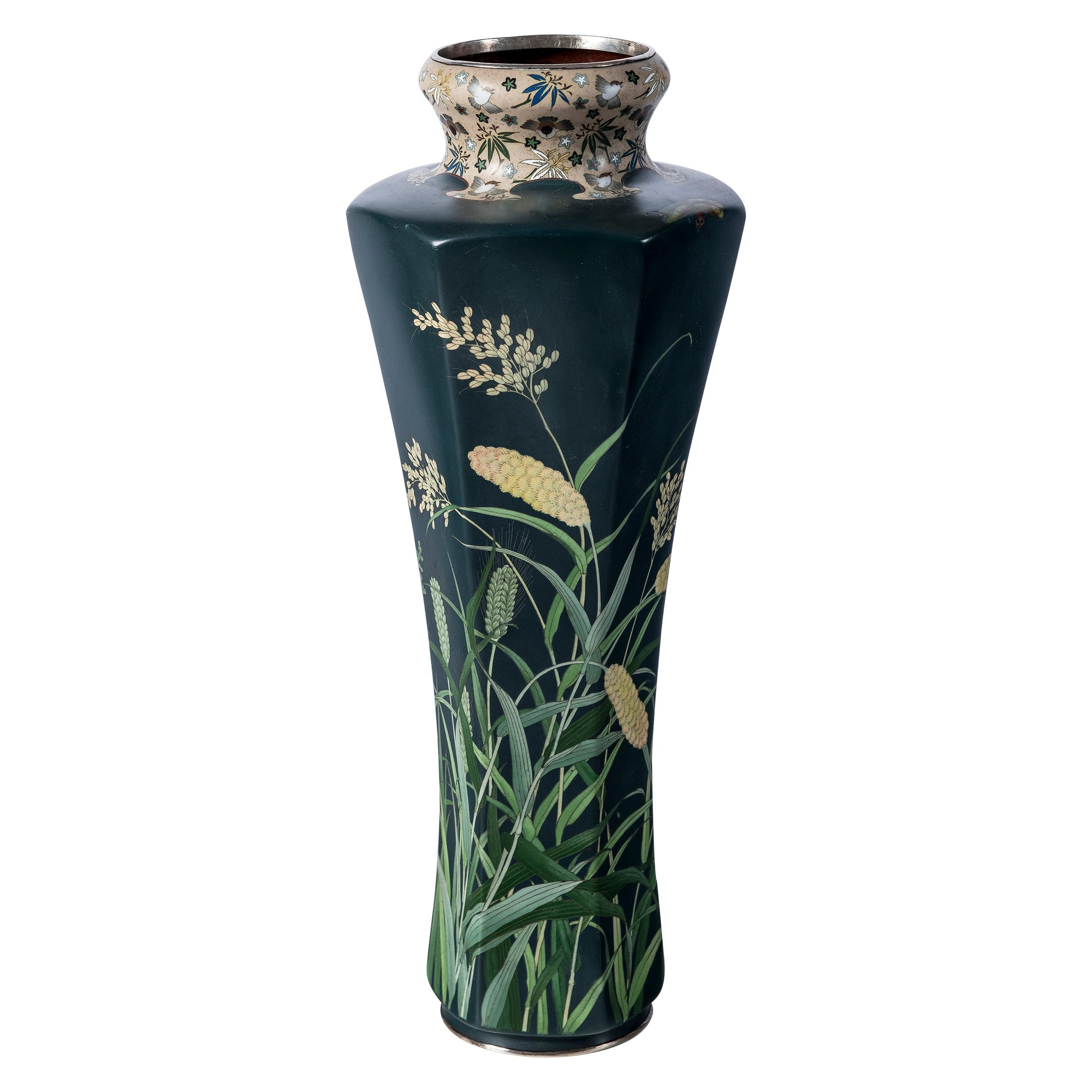 Cloisonné Vase with Silver Mounted, Japan, circa 1900 For Sale