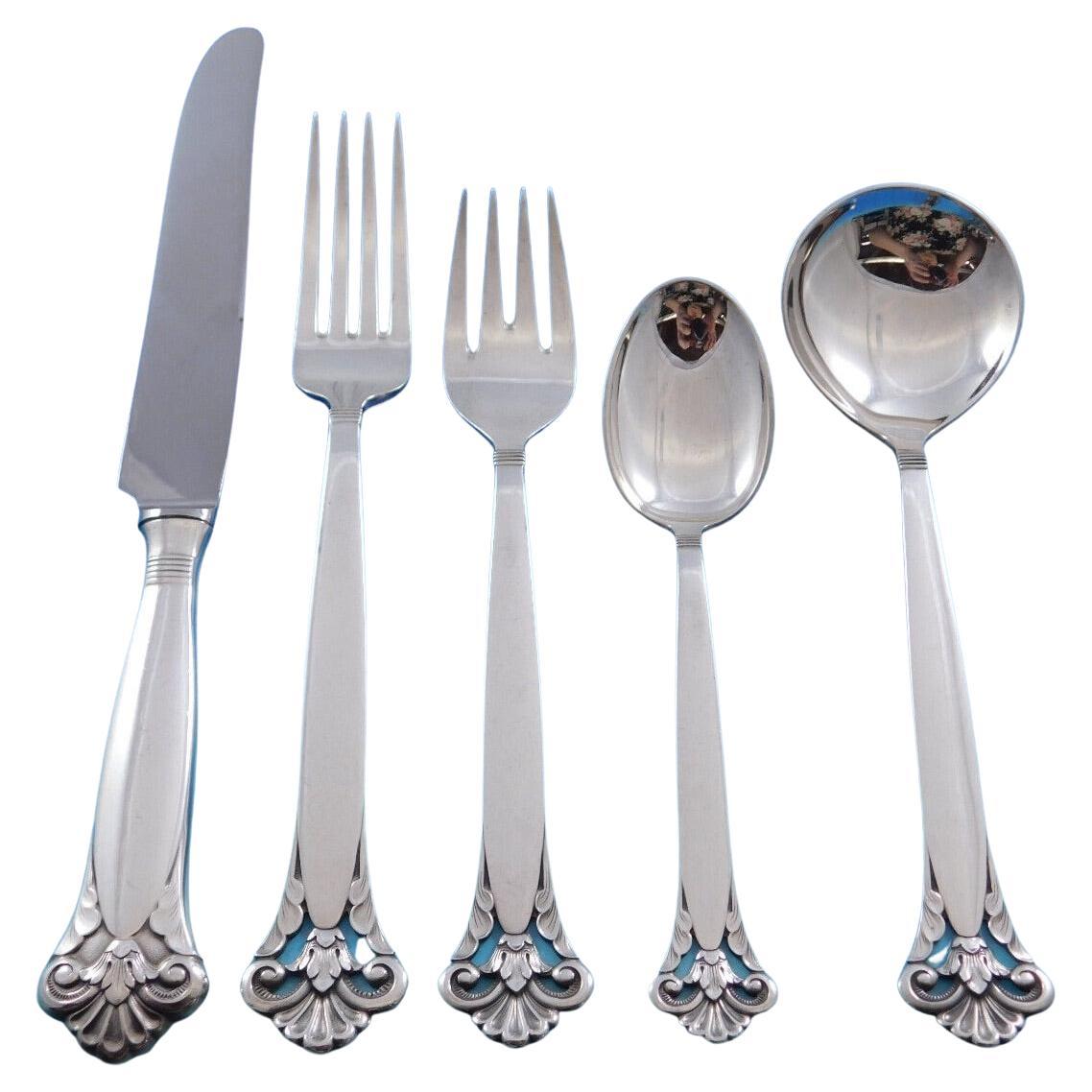 Service de table en argent sterling de 64 pièces Cloister par Marthinsen pour le dîner norvégien en vente