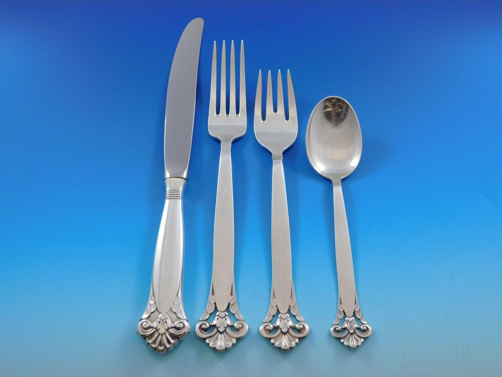 Norwegian Cloister by Marthinsen Sterling Silver Flatware Service Set 92 Pcs Norway Dinner For Sale