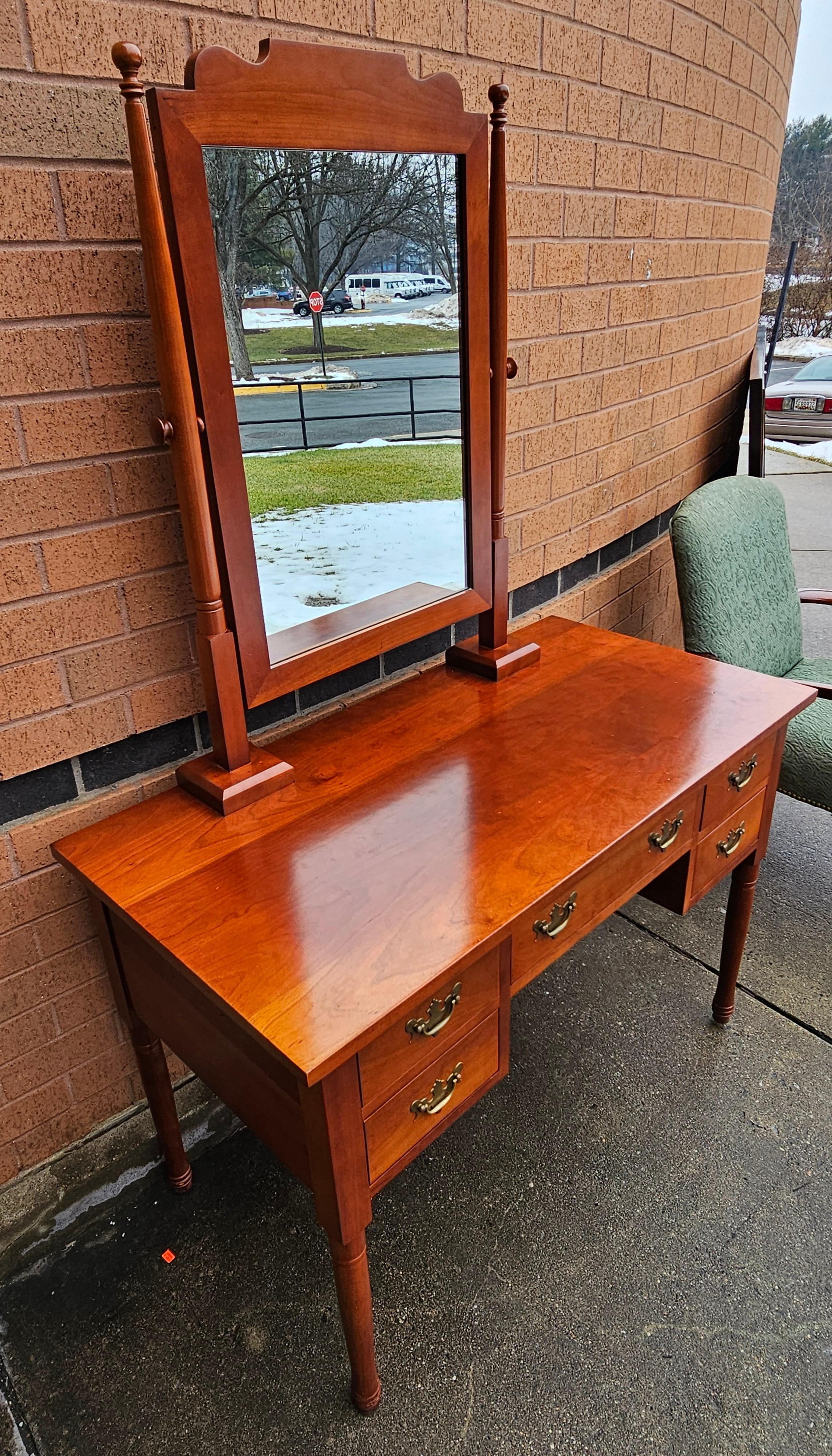 Arts and Crafts Clore Fine Furniture Cherry Vanity Table With Mirror For Sale