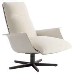 CLORI Swivel Bergère White Leather Lounge Chair