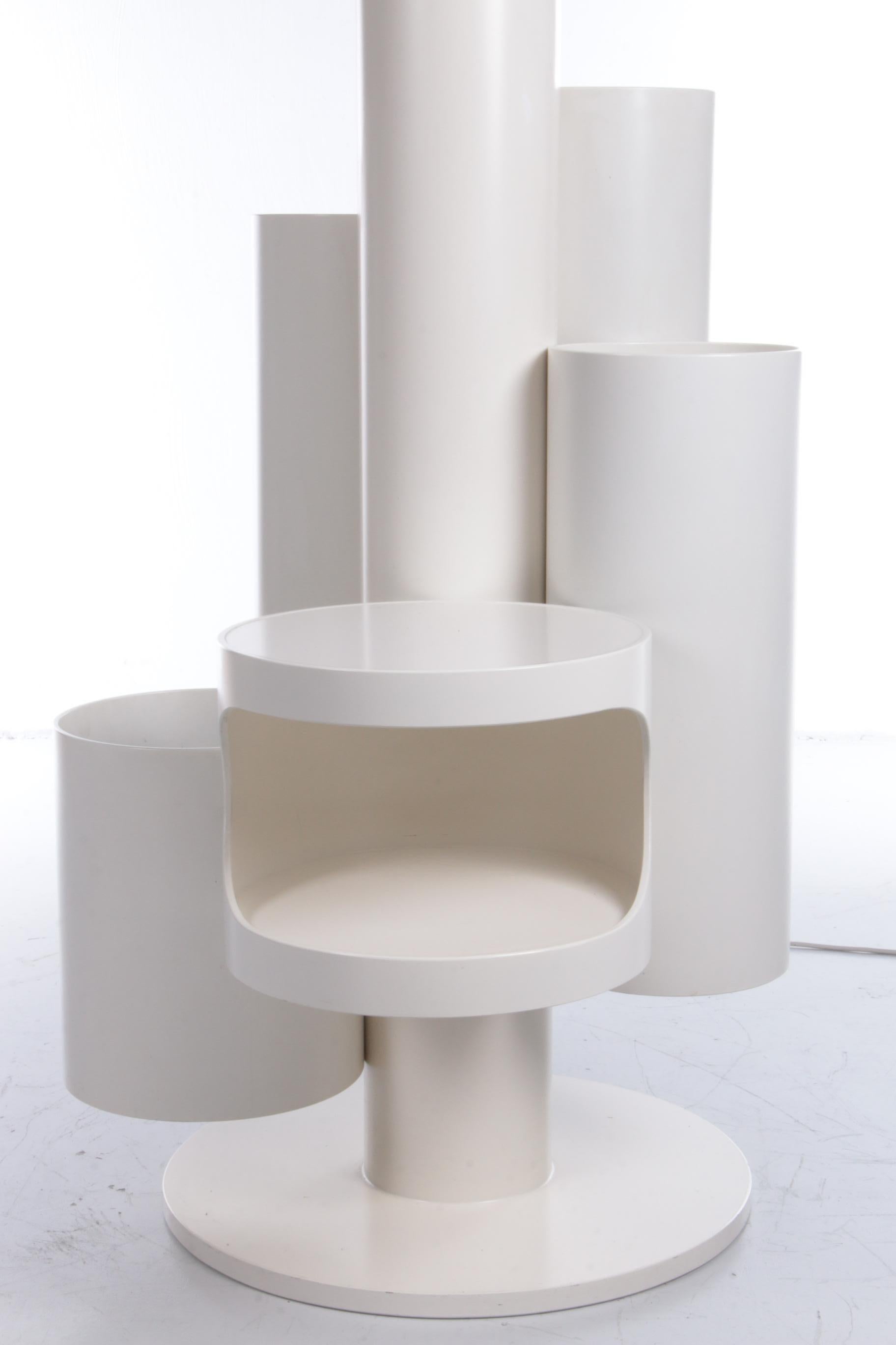 Milk Glass Close Encounter Floor Lamp and Plant Table for Kerst Koopman, Netherlands 1980