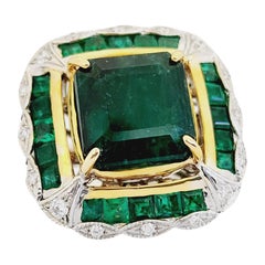 CLOSE OUT 17.46 Carats Natural Emerald White Gold Diamond Ring 18 Karat