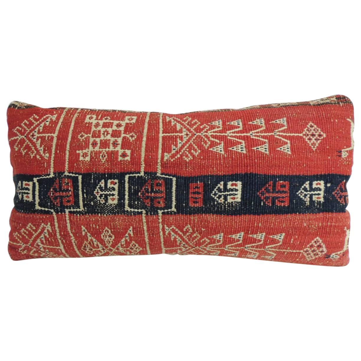 Antique Caucasian Woven Petite Lumbar Decorative Pillow