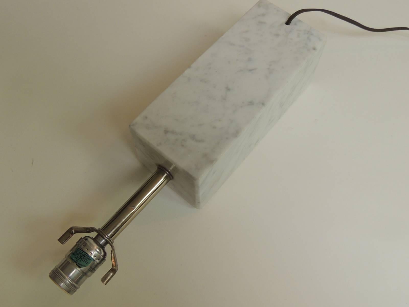 Hand-Crafted CLOSE OUT SALE: Mid-Century Modern Architectural Square Marble Column Table Lamp