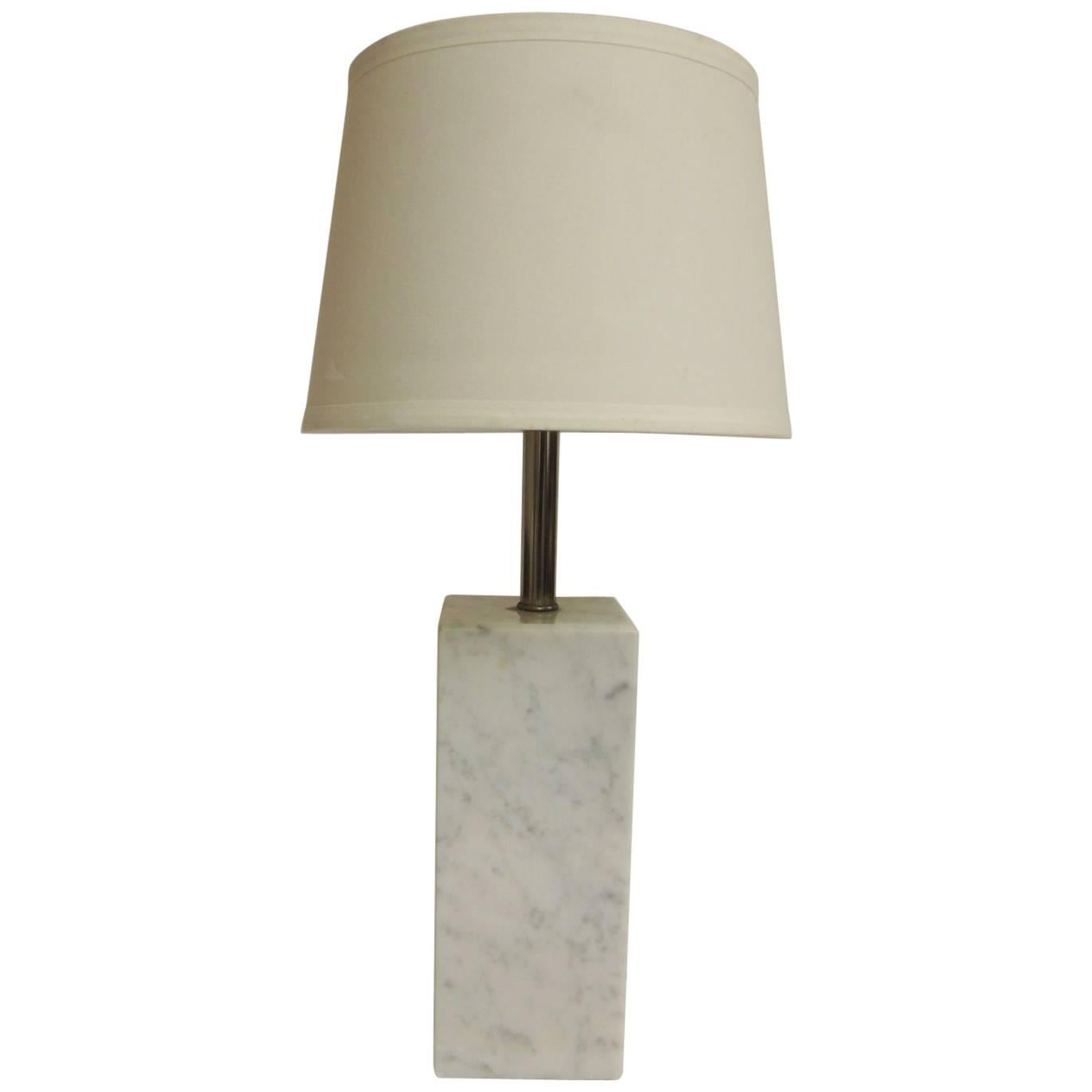 CLOSE OUT SALE: Mid-Century Modern Architectural Square Marble Column Table Lamp