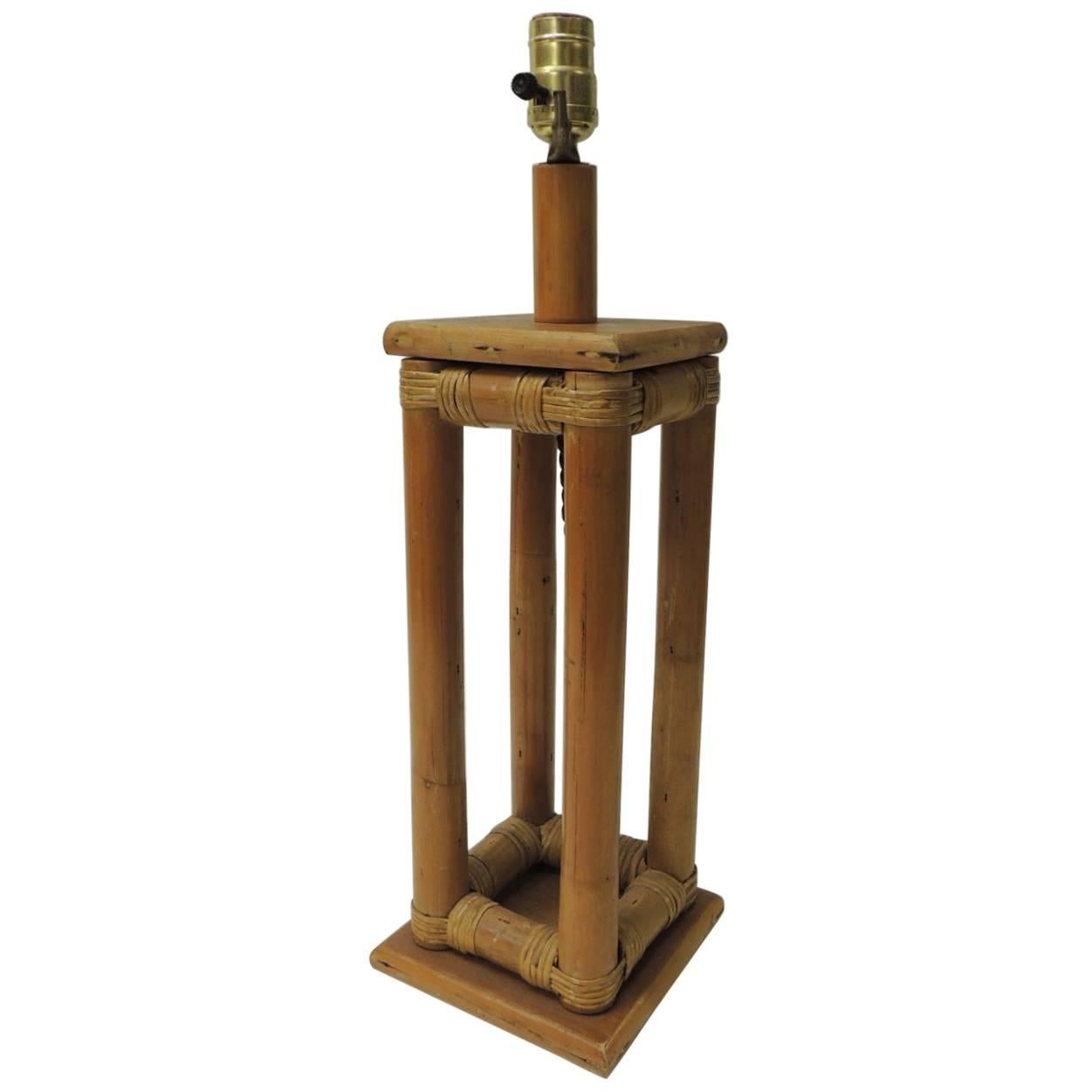 Vintage Square Bamboo and Rattan Square Table Lamp