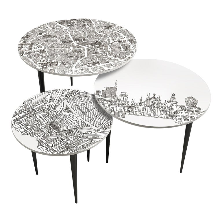 Close Up Milano Set of Three Nesting Tables For Sale