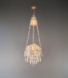 Closed Crystal Body Sphere Basket Chandelier Bohemian Antique