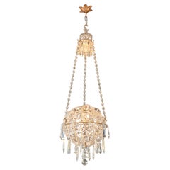 Closed Crystal Body Sphere Basket Chandelier Bohemian Antique