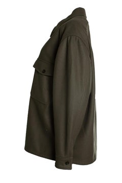 Closed, green shirt jacket