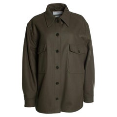 Closed, green shirt jacket