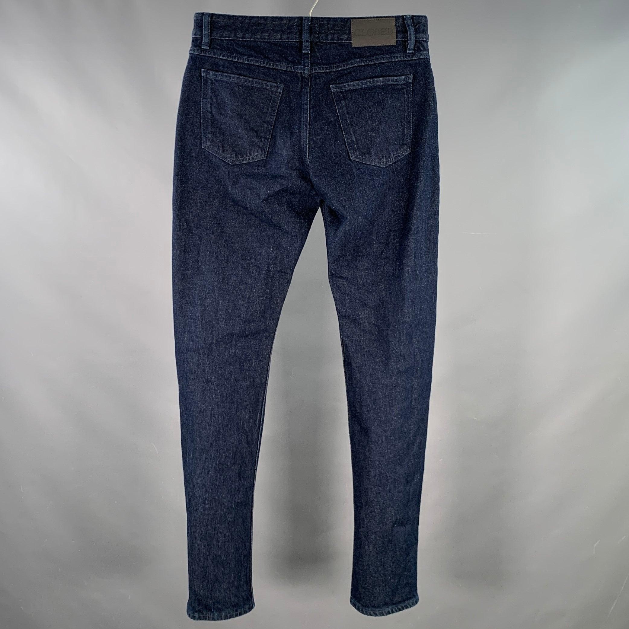 Noir CLOSED Taille 30 Indigo Coton Blend Slim Straight Zip Fly Jeans en vente