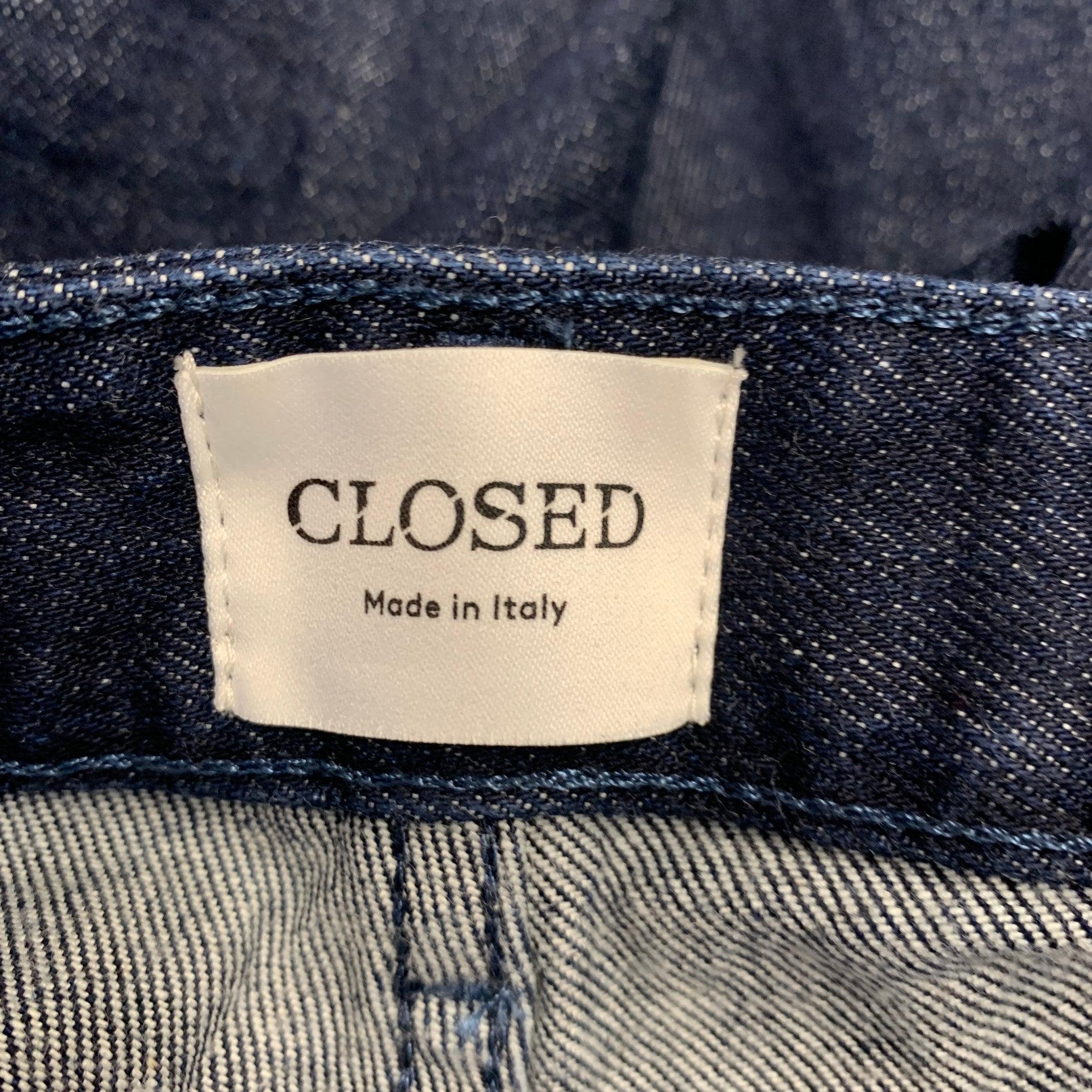 CLOSED Taille 30 Indigo Coton Blend Slim Straight Zip Fly Jeans Pour hommes en vente
