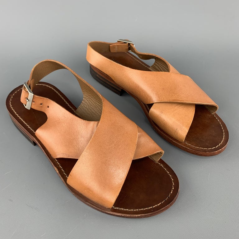 tan cross strap sandals