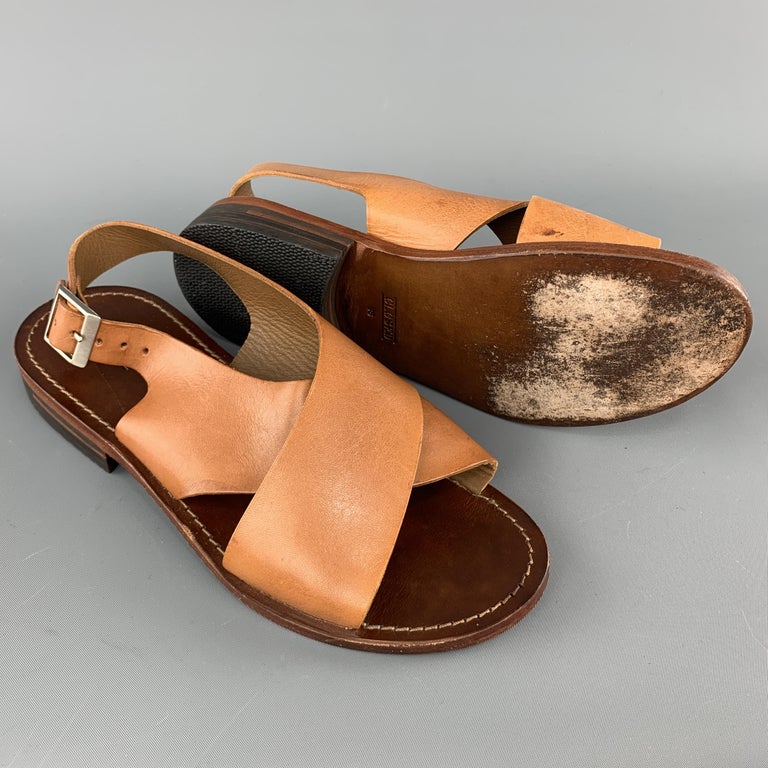 tan cross strap sliders