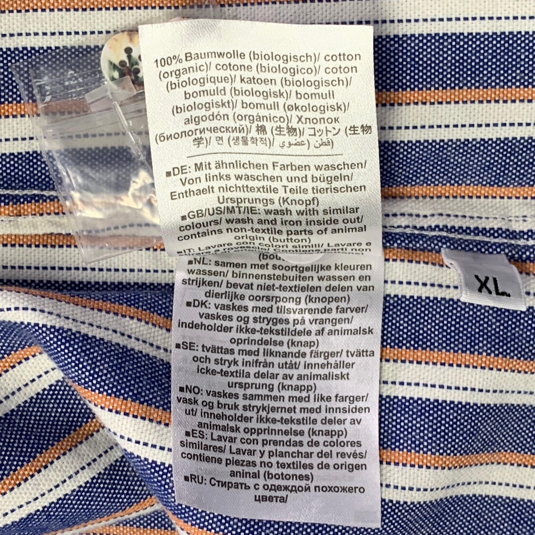 CLOSED Größe XL Blau Weiß Orange Streifen Baumwolle Zwei Taschen Langarmhemd mit langen Ärmeln im Angebot 4