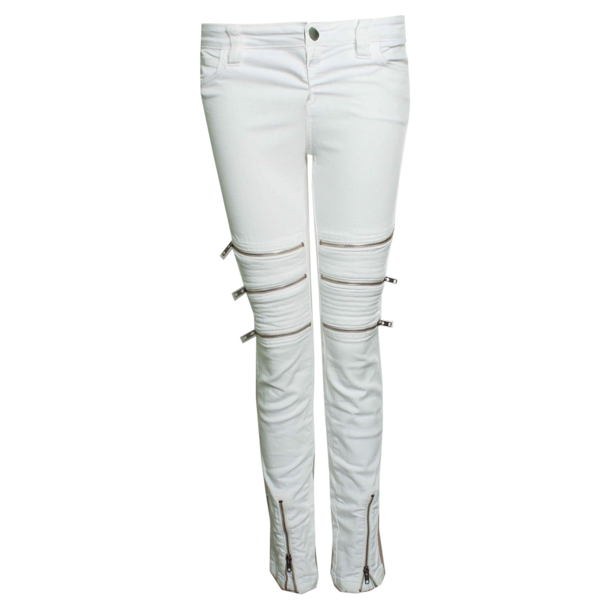 Pre-owned Closed , White Biker Jeans With Zippers