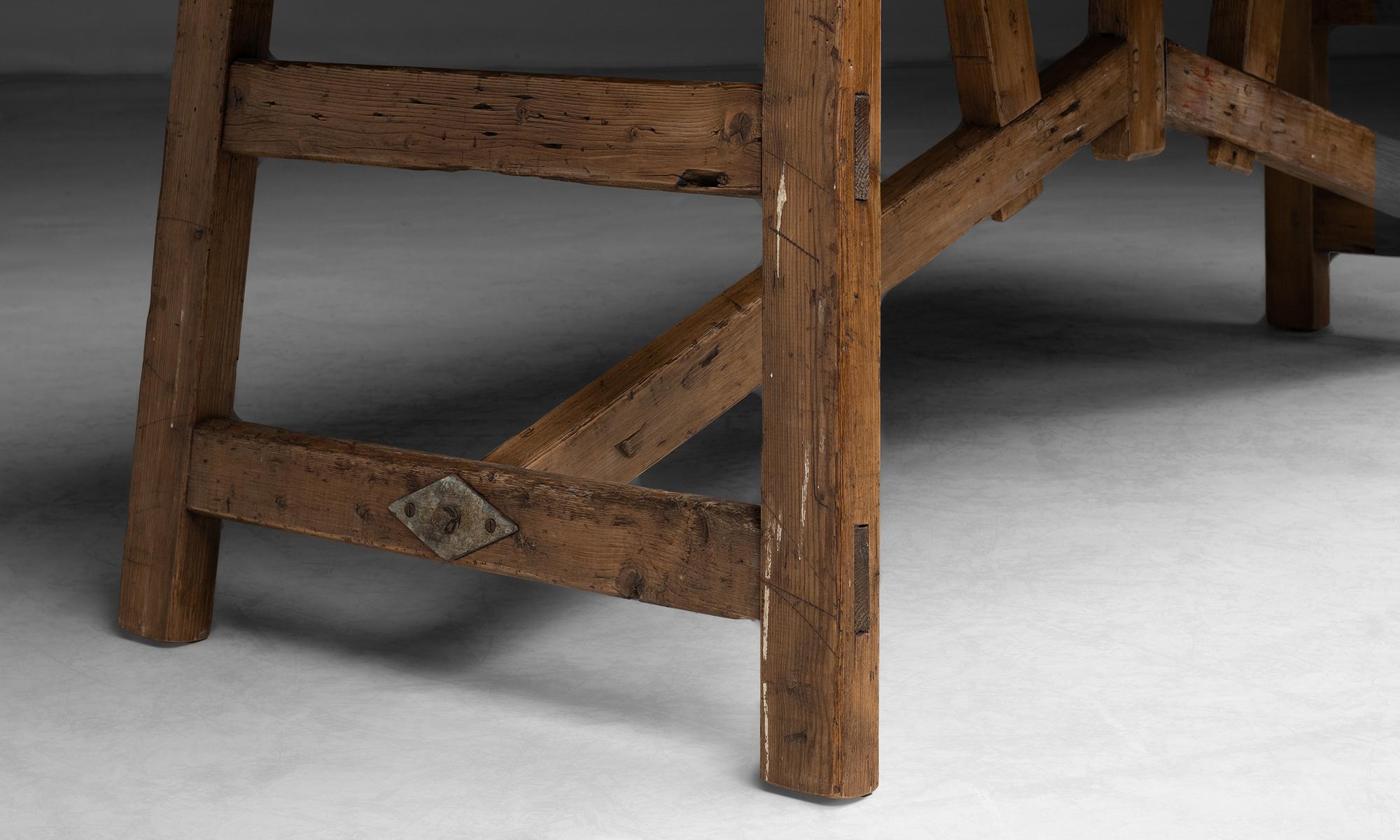 Pine Cloth Cutting Table, England circa 1890