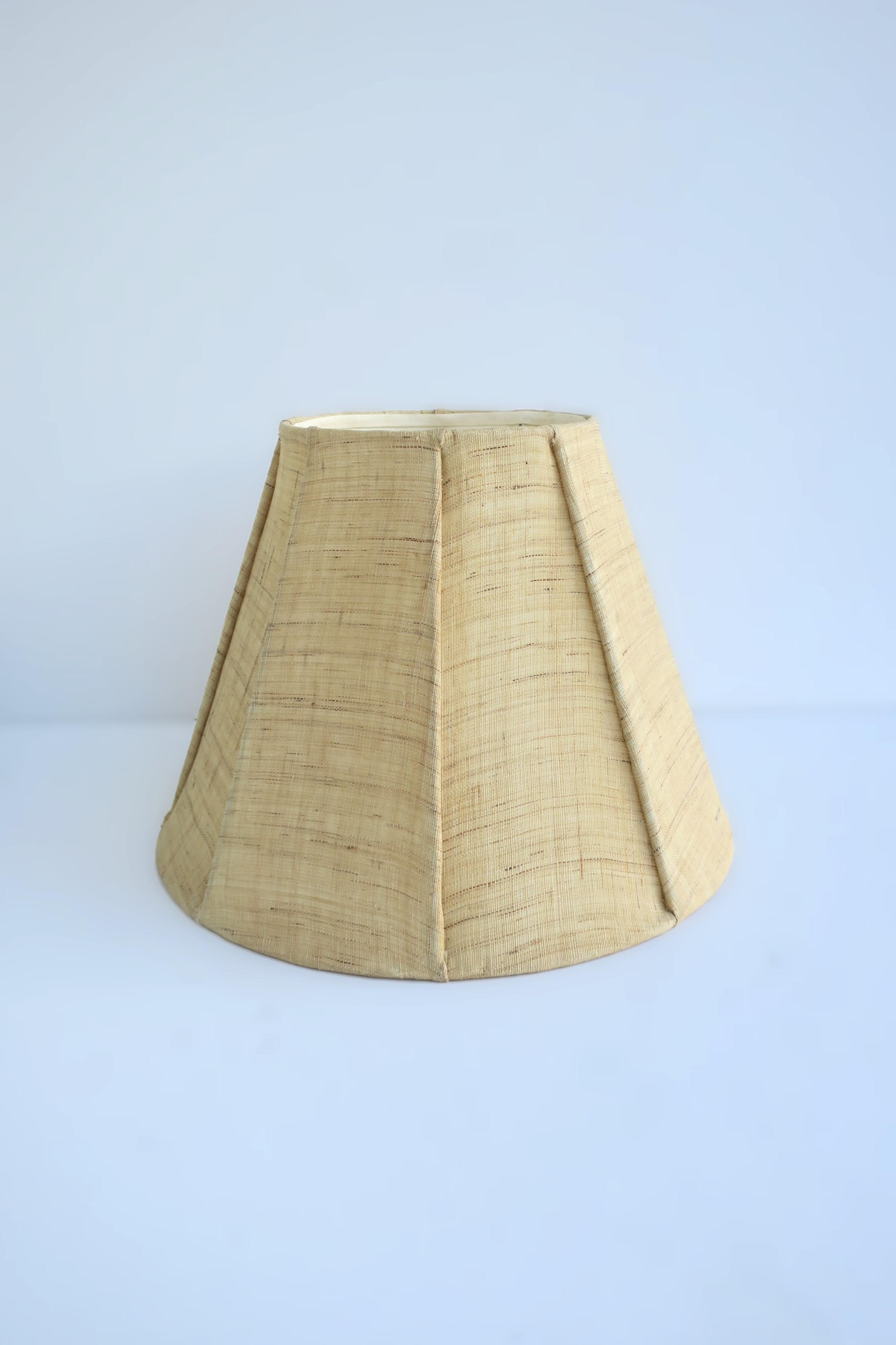 A quality textile cloth and silk lamp shade in neutral hues, circa late-20th century. Dimensions: 16