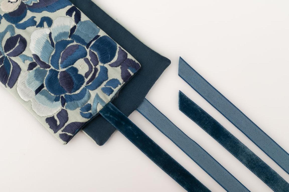 Cloth Wide Blue Silk Belt, 1970s For Sale 1