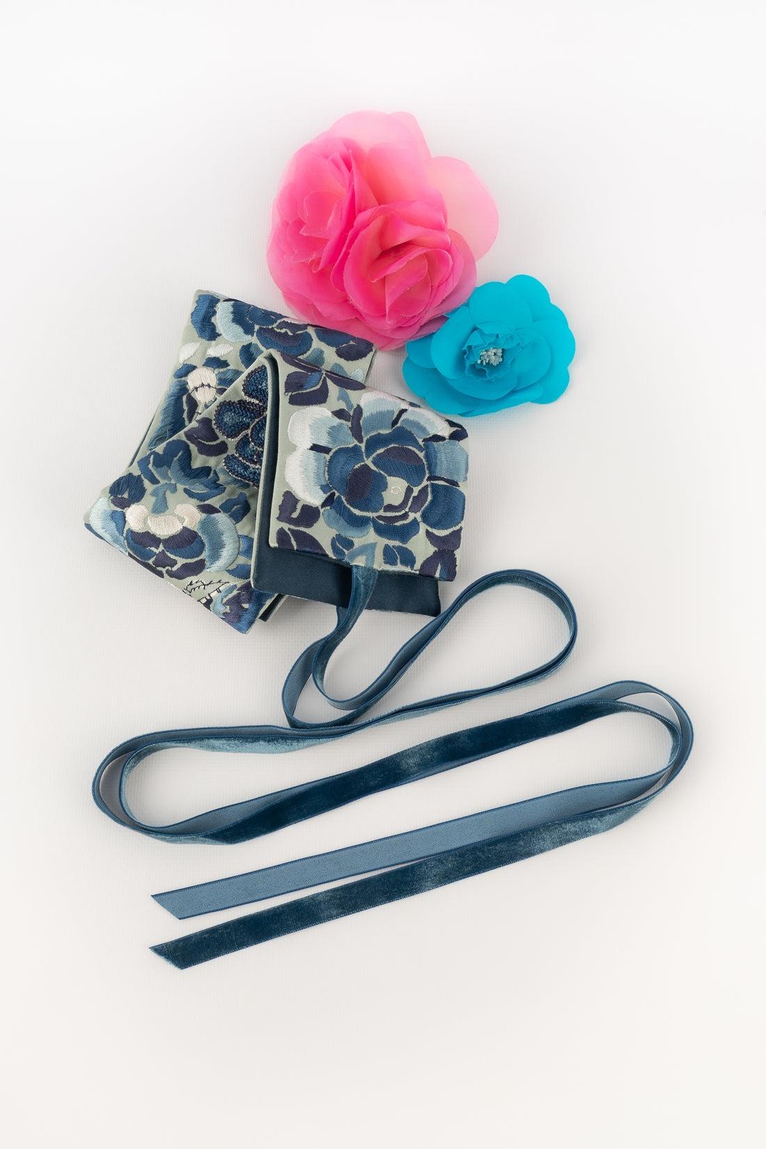 Cloth Wide Blue Silk Belt, 1970s For Sale 3